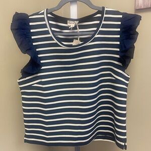 Hem & Thread Blue Ruffled Boxy Blouse